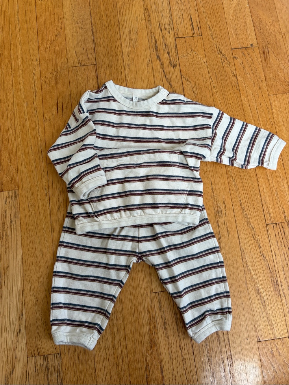 Rylee + Cru Cream Striped Kids Matching Set with Navy and Burgundy